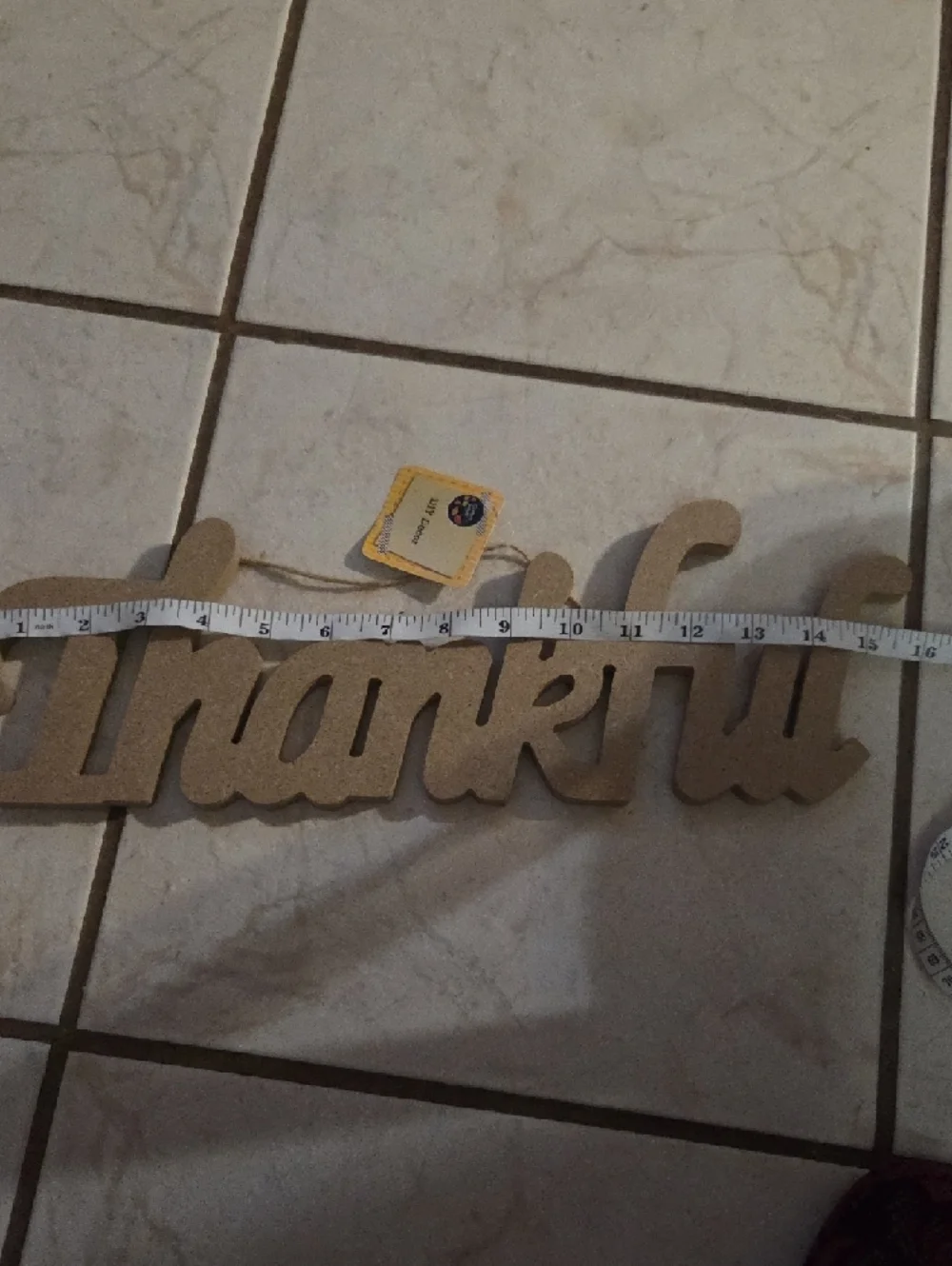 Thankful Wooden Script Sign - Natural Beige - Picture 5 of 7